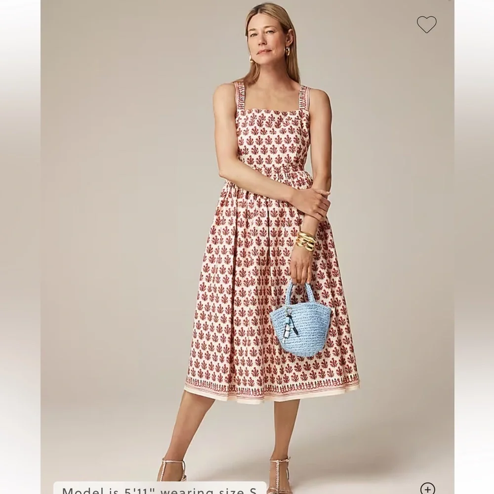 NWT J. Crew Embroidered apron dress in block print